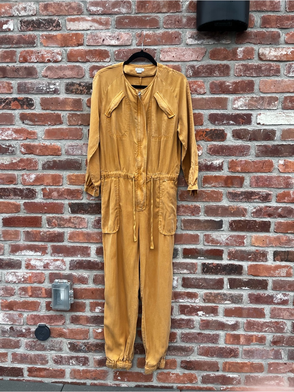 Stephen Alan Mustard Utility Jumpsuit | Long Sleeve | Drawstring Waist